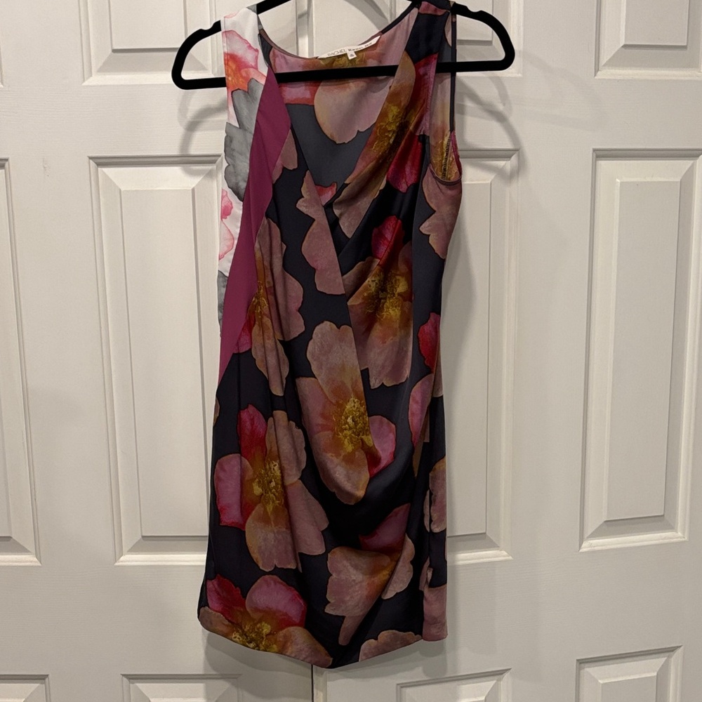 RACHEL Rachel Roy One Shoulder Dress - Black and Pink Floral
